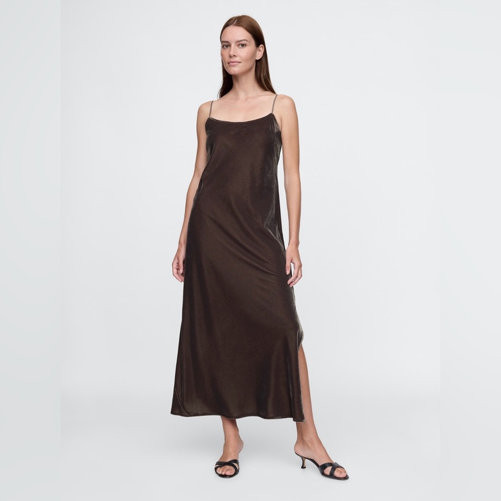 GAP Recycled Velvet Maxi Slip Dress